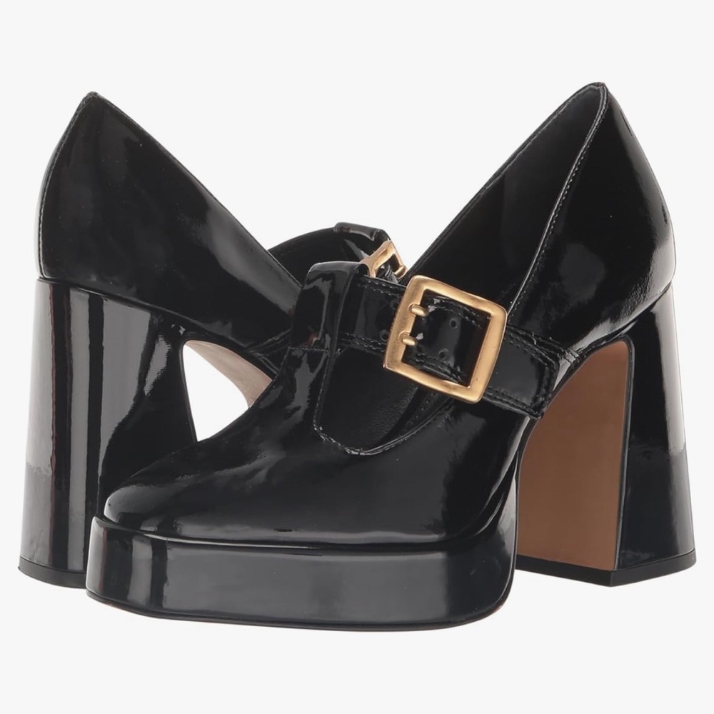 Vince Camuto Women Marocean High Heel Loafer Pump Black Size 9.5 Patent Leather